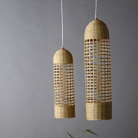 modern cone wood bamboo hanging lamp