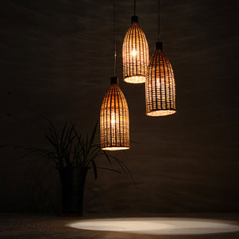 modern bamboo and wood hanging lamp