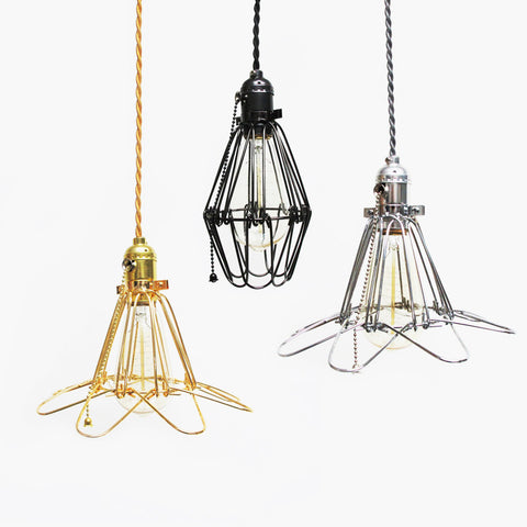 industrial wire lamp cage pendants