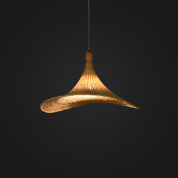 hat shape modern bamboo wood bedroom lighting design 