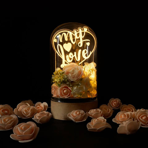 Love Floral LED Wood Desk Lamp