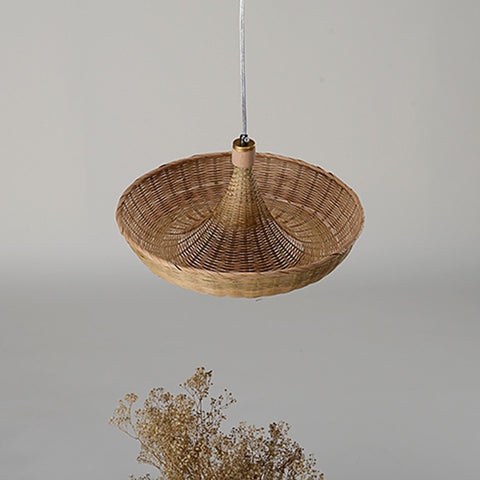Bowl Bamboo and wood hanging lamp