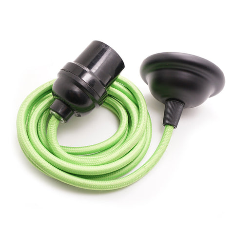green flex cable fabric cord coloured edison pendant lamp kit