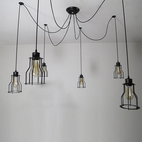 black vintage industrial cage ceiling lamp