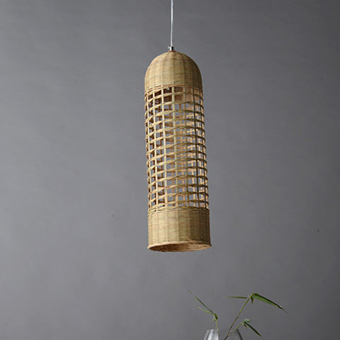 modern cone wood bamboo pendant light