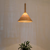 modern bamboo wood cone ceiling lamp interior design 