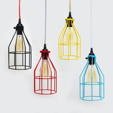 industrial vintage wire cage pendant lamp