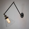 industrial glass swing arm wall lamp