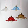 vintage Colored Glass hanging Lampshade light fixture